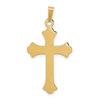 14k Textured and Polished Fleur de lis Cross Pendant