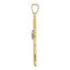 14K Two-tone Textured and Polished Latin Cross with Hearts Pendant