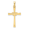 14K Two-tone Textured and Polished Latin Cross with Hearts Pendant