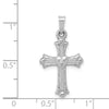 14K White Gold Diamond Fleur De Lis Cross with Heart Pendant