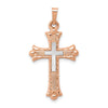 14K Two-Tone Fleur de Lis Cross Pendant