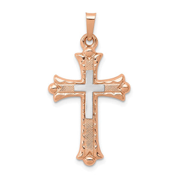 14K Two-Tone Fleur de Lis Cross Pendant