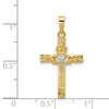 14k and White Rhodium Polished Claddagh Cross Pendant