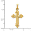 14k Brushed and Polished Fleur de Lis Cross Pendant