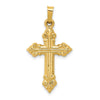14k Brushed and Polished Fleur de Lis Cross Pendant
