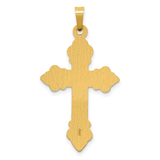 14k Polished Fleur de Lis Cross Pendant