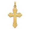 14k Polished Fleur de Lis Cross Pendant
