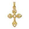 14k Polished Fleur De Lis Cross Pendant