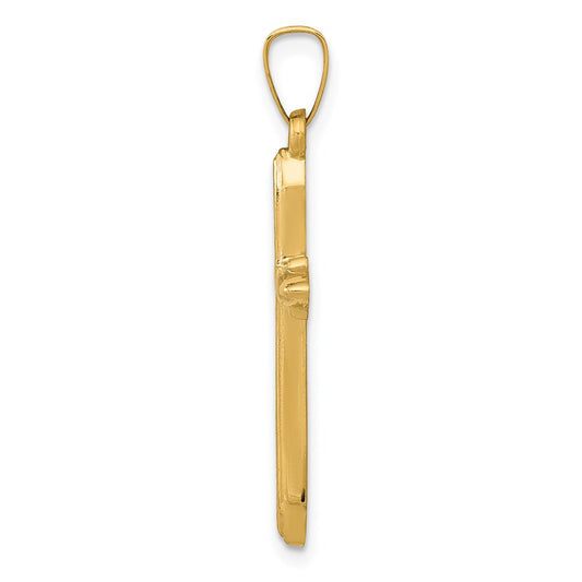14k Textured and Polished Passion Cross Pendant
