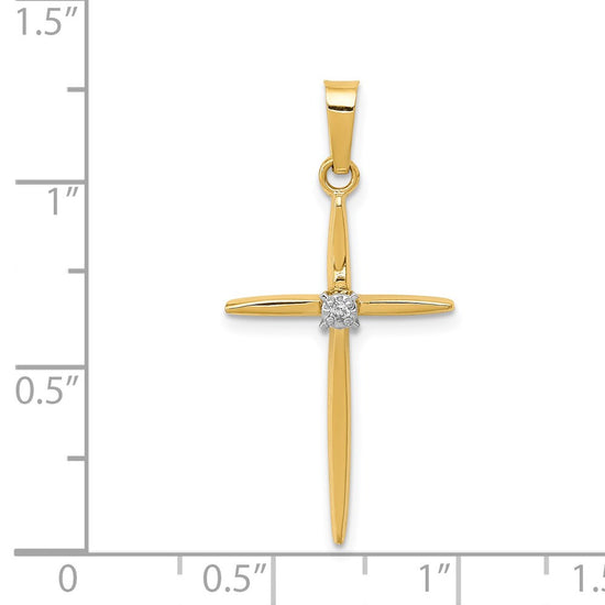Gold Diamond Accent Cross Pendant