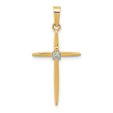 Gold Diamond Accent Cross Pendant