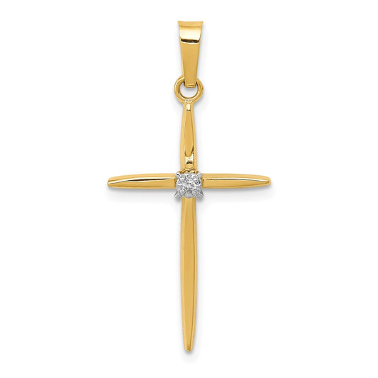 Gold Diamond Accent Cross Pendant