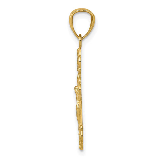 14k Gold Polished INRI Small Crucifix Pendant