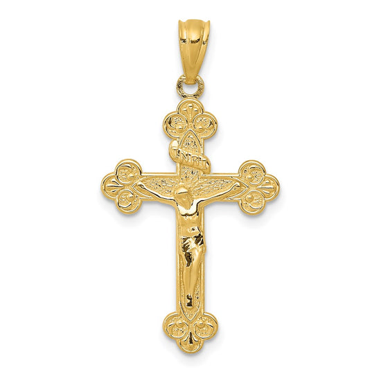 14k Gold Polished INRI Medium Crucifix Pendant