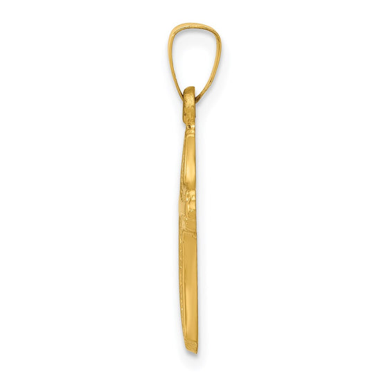14k Polished and Textured Cross Pendant