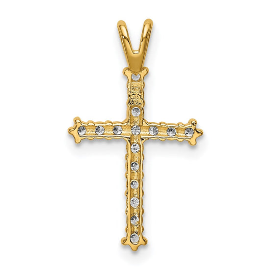 14k Polished CZ Cross Chain Slide