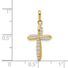 14k Polished CZ Cross Charm