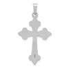 14k White Gold Polished Fleur de Lis Cross Pendant