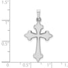 14k White Gold Polished Fleur de Lis Cross Pendant