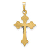 14k Two-tone Polished Fleur de Lis INRI Crucifix Pendant