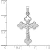 14k White Gold Polished Fleur de Lis Crucifix Pendant