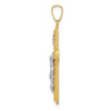 14k Two-tone Polished and Textured INRI Crucifix Pendant