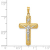 14k Two-tone Polished and Textured INRI Crucifix Pendant