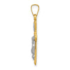 14k Two-tone Flower Center INRI Crucifix Pendant
