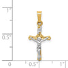 14k Two-tone Polished INRI Crucifix Pendant