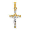 14k Two-tone Polished INRI Crucifix Pendant