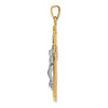 14k Two-tone Polished and Textured INRI Crucifix Pendant