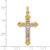 14k Two-tone Polished and Textured INRI Crucifix Pendant