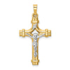 14k Two-tone Polished INRI Crucifix Pendant