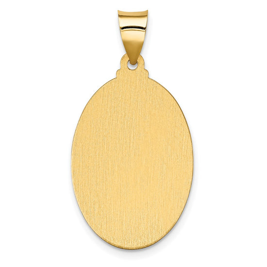 14K Polished and Satin Hollow Spanish Our Lady Of Guadalupe Oval Medal Pendant