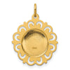 14k Polished and Satin Hollow Spanish Guardian Angel Medal Round Pendant