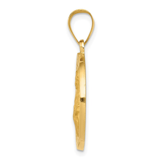 14K Polished and Satin Hollow St. Agatha Medal Pendant