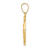 14K Polished and Satin Hollow Spanish Santa Ana Medal Round Pendant