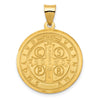 14K Polished and Satin St. Benedict Reversible Hollow Medal Pendant