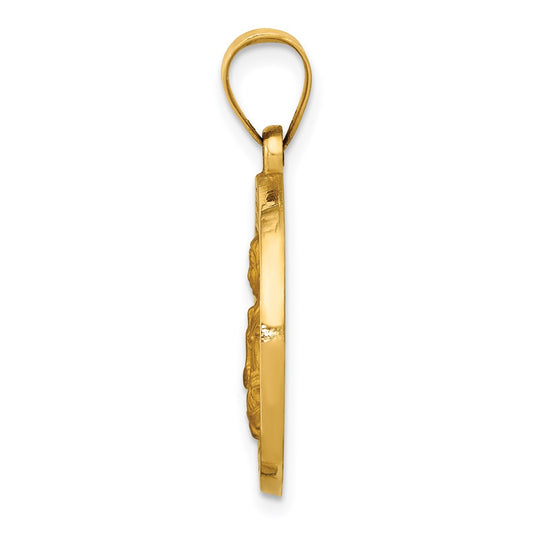 14K Polished and Satin St. Brigid Hollow Medal Pendant