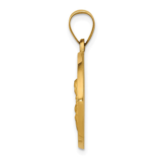 14K Polished and Satin St. Catherine Hollow Medal Pendant