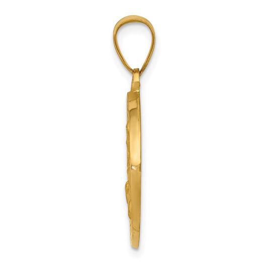 14K Polished and Satin St. Cecilia Hollow Medal Pendant