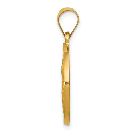 14K Polished and Satin St. Clare Hollow Medal Pendant