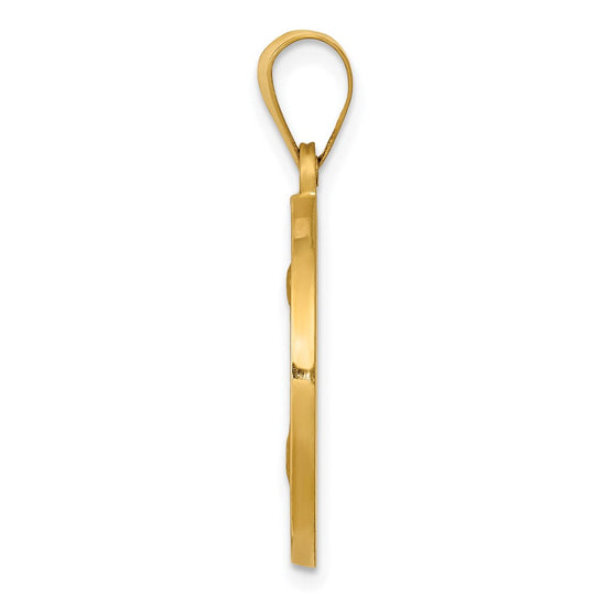 14K Polished and Satin Hollow Spanish San Jose Medal Round Pendant