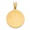 14K Polished  and  Satin Hollow Spanish Santa Lucia Medal Round Pendant