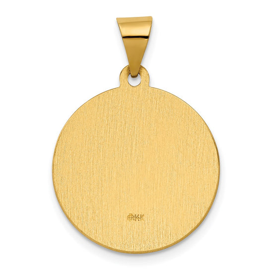 14K Polished and Satin Hollow St. Rita Medal Round Pendant