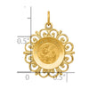 14k Polished and Satin Hollow Spanish Mi Primera Comunion Medal Round Pendant