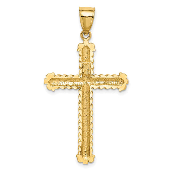 14K Large Diamond-cut Cross Pendant
