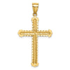 14K Large Diamond-cut Cross Pendant