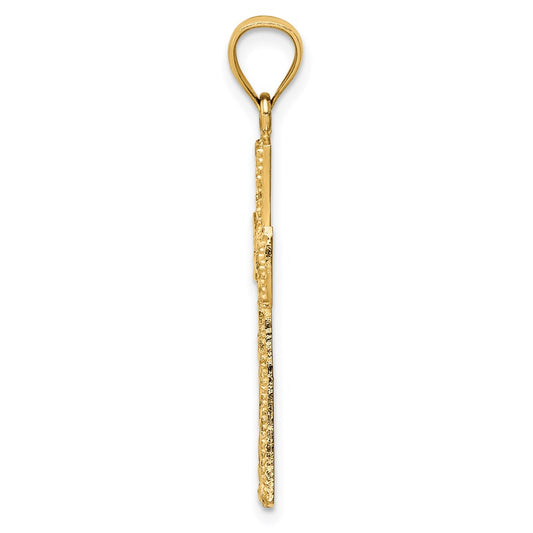 14K Cut-out Diamond-cut Cross Pendant