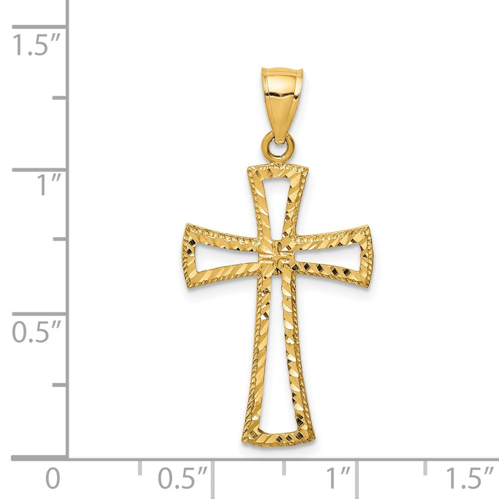 14K Cut-out Diamond-cut Cross Pendant